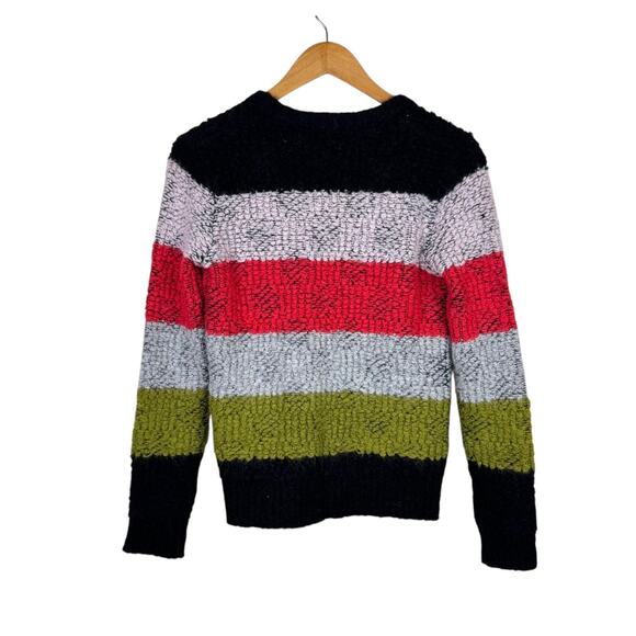 A.L.C. Alpaca Wool Blend Multi Color Stripe Boucle Knit Zipper Cardigan Sweater - Picture 12 of 16